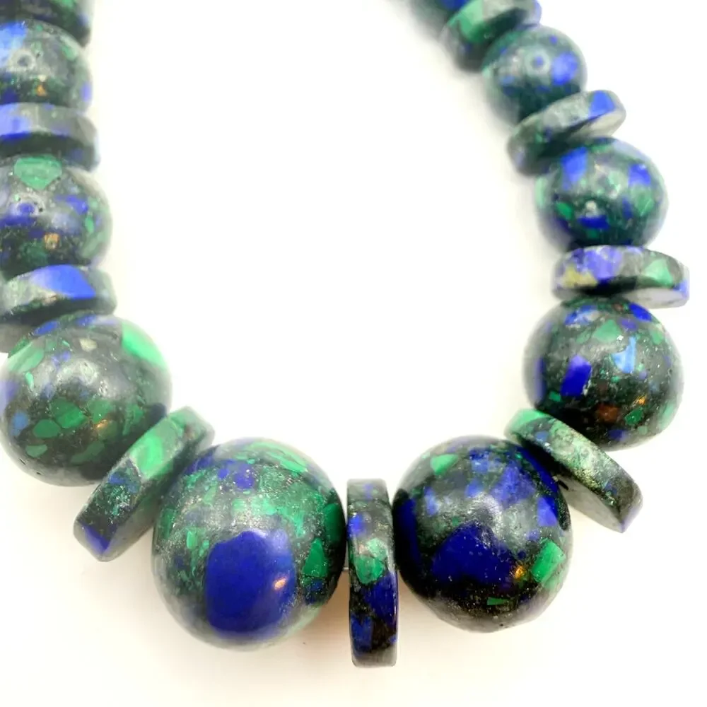 Jay King DTR Sterling Azurite Malachite Graduated Bead Necklace 18